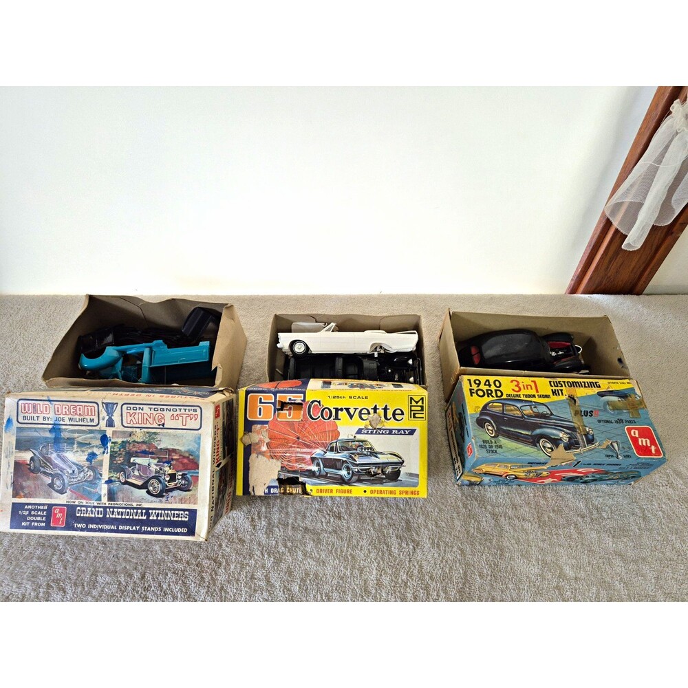 Vintage AMT MPC Model Lot 40 Ford, King T / Wild Dream, ’65 Corvette built Parts